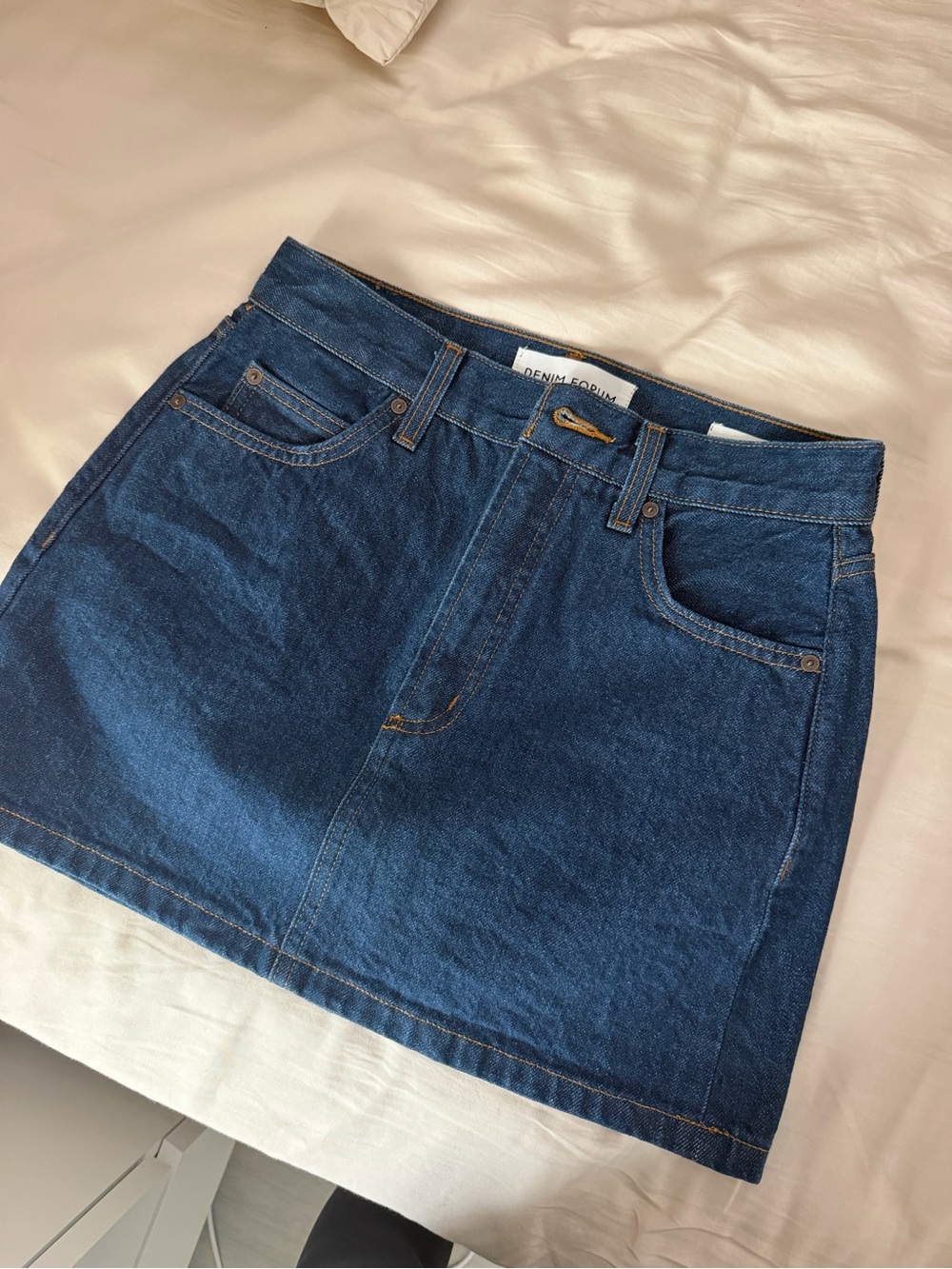 Denim Forum Indigo Blue Denim Mini Skirt